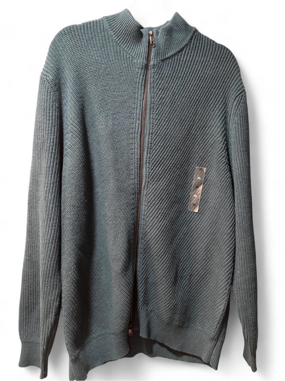 Alfani Teal Full Zip Sweater XL Long Sleeve